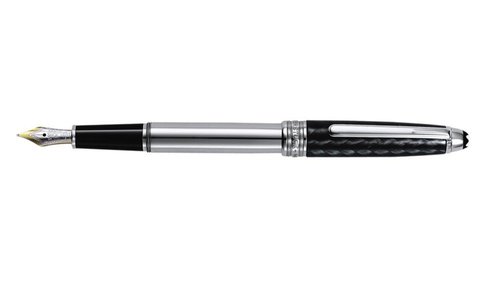 Montblanc Meisterstück Solitaire Carbon Steel Fountain Pen Medium 18 Karat Gold nib